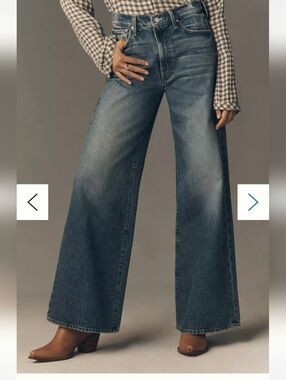MOTHER The Ditcher Roller Sneak Jeans in Dark Blue Wash Sz 27 32" Mid Rise